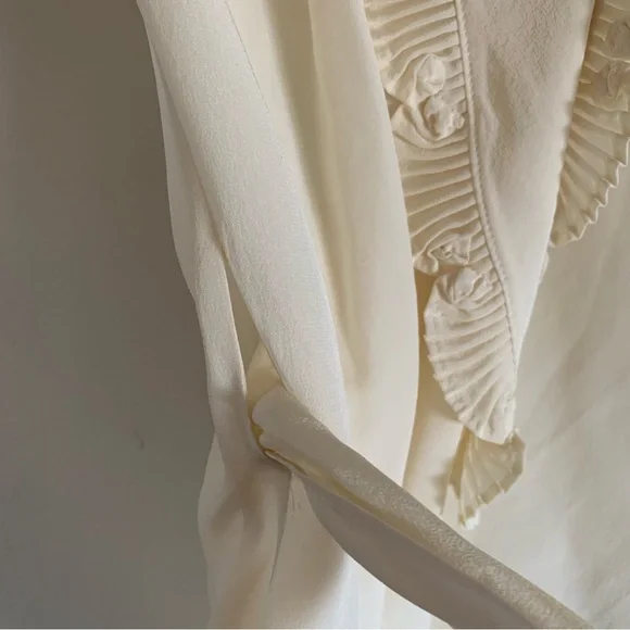 Etcetera Silk Ivory Cream V-Neck Wrap Blouse, 6 - Picture 7 of 14